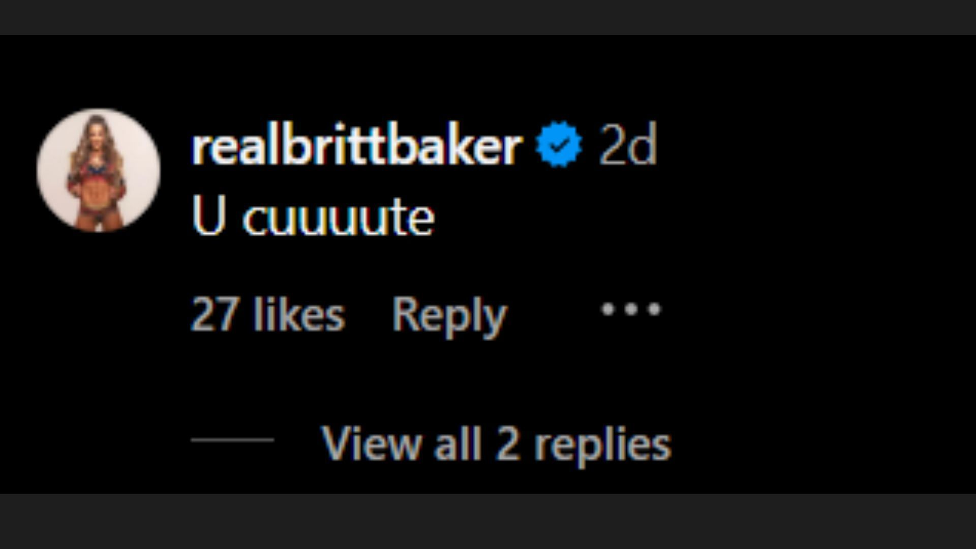 Baker commented on Willow's recent Instagram post. (Image via Willow Nightingale's official Instagram handle)